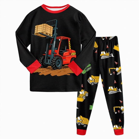 NOLDARES Kids Pajamas Sets Boys Girls 2-Piece Sleepwear Set Cotton Long Sleeve Casual Kids Clothes,Red,2-3 Y