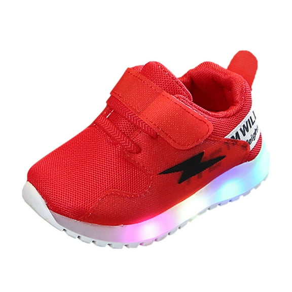 NOLDARES Kids Sneakers Children Kids Girls Boys Light Luminous Shoes Sport Shoes Baby Running Shoes(Red,3 Years)