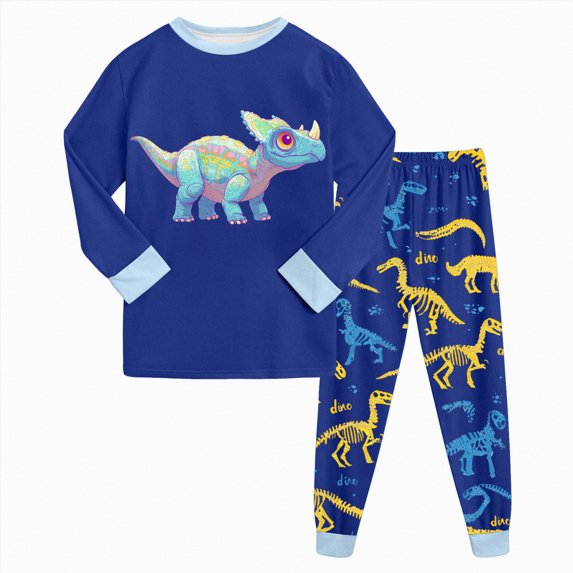 NOLDARES Kids & Toddler Boys Pajamas 2 Piece Cartoon Pattern Pjs Set Cotton Sleepwear(M530-Blue)
