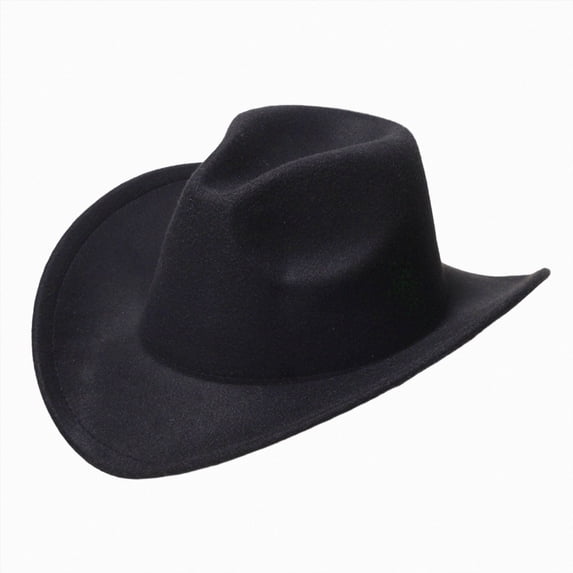 NOLDARES Kids Western Cowboy Hat for Kids Toddler Girls Boys Felt Fedora Cowgirl Cowboy Hat(Black,4-10 Y)