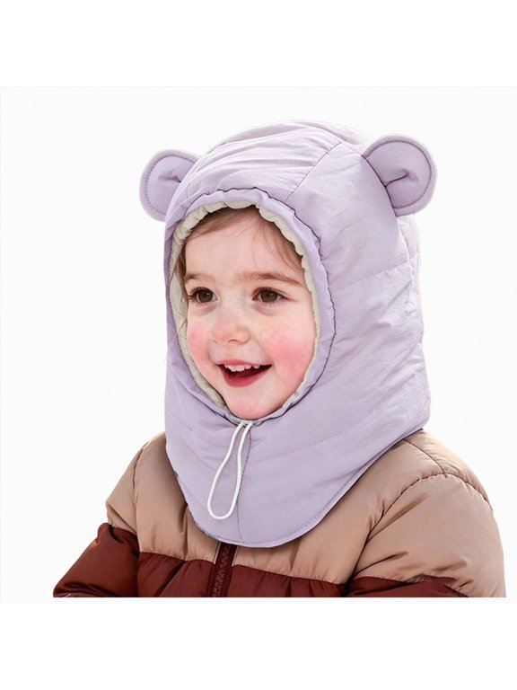 Kids Winter Fleece Hats Child Balaclava Ski Mask Windproof Warm Hat Cute Bear Ear for Boy Girl winter Face Mask,4-10 Y