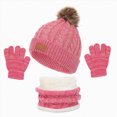 thumbnail image 1 of NOLDARES Kids Winter Hat Gloves Scarf Set,Girls Boys Toddler Children Hats Beanie with Pom Knit Neck Warmer Gaiter Mittens Fleece Lined Set(M018-Hot Pink), 1 of 6