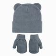 thumbnail image 1 of NOLDARES Kids Winter Hat and Gloves Set Girls Boys Knit Beanie Hats with Pom Warm Snow Ski Cap for Toddler(M035-Dark Gray), 1 of 8