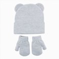 thumbnail image 1 of NOLDARES Kids Winter Hat and Gloves Set Girls Boys Knit Beanie Hats with Pom Warm Snow Ski Cap for Toddler(M035-Light Gray), 1 of 5