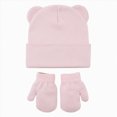 thumbnail image 1 of NOLDARES Kids Winter Hat and Gloves Set Girls Boys Knit Beanie Hats with Pom Warm Snow Ski Cap for Toddler(M035-Pink), 1 of 8