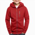 thumbnail image 1 of NOLDARES Kids Zip Up Hoodie School Uniform Boys Girls Zipper Sweatshirt Oversized Y2K Fall Hooded Jackets Preppy Clothes(M115-Red), 1 of 5
