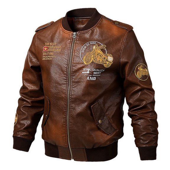 NOLDARES Leather Jacket Oversized Racing Motorcycle Jackets Moto Coats Unisex Trendy Streetwear Jacket(Z05-Coffee,XL)
