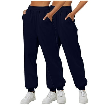 NOLDARES Lightweight Workout Joggers for Women, High Waisted Outdoor Running Casual Track Pants with Pockets(Navy,XL)
