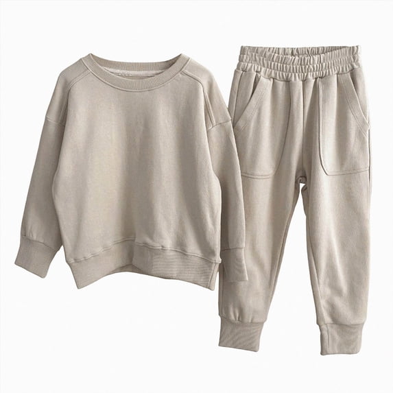 NOLDARES Little Boys Clothes Toddler Boys 2PCS Sweatshirt Outfits Set Boys Long Sleeve Top Pants Set(T273-Beige)