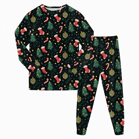 NOLDARES Little Boys Girls' Christmas Pajamas Sets Toddler Pjs Kids Print Sleepwear Fall Winter 2 Piece Long Sleeve Top Pjs Set(D008-AG)