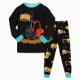 thumbnail image 1 of NOLDARES Little Boys Girls Pajamas 2Pcs Long Sleeve Crewneck Top and Elastic Waist Pants Print Sleepwear Pjs Toddlers,B071-Black, 1 of 5