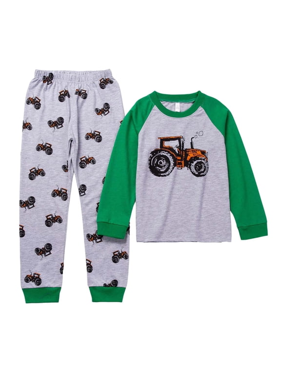 Little Boys Girls' Pajamas Sets Glow in The Dark Toddler Pjs Cotton Kids Sleepwear,Green,6-7 Years