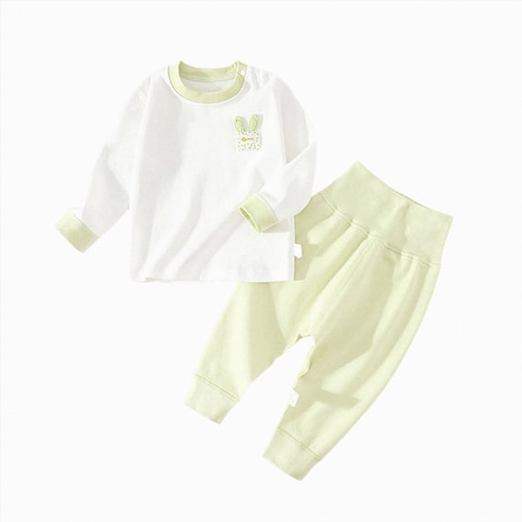 NOLDARES Little Boys Girls' Pajamas Sets Toddler Pjs Kids Sleepwear Fall Winter 2 Piece Long Sleeve Top and Pants Pjs Set(H076-Light Green)