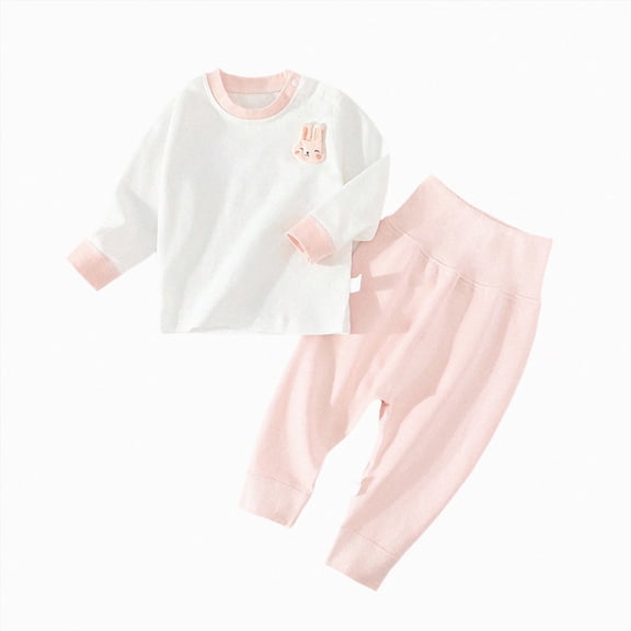 NOLDARES Little Boys Girls' Pajamas Sets Toddler Pjs Kids Sleepwear Fall Winter 2 Piece Long Sleeve Top and Pants Pjs Set(H076-Pink)