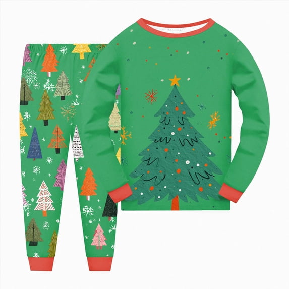 NOLDARES Little Boys Pajamas Set Excavator Print Cotton Long Sleeve 2 Piece Sleepwear Cute Print Toddler Boys Pjs Set,Green,4-5 Y