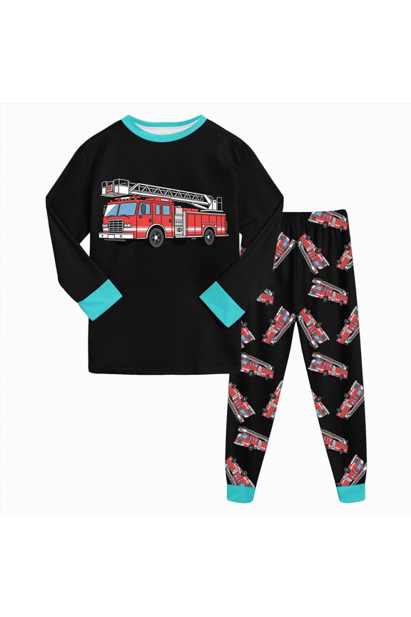 Little Boys Pajamas Space Rocket Long Sleeve Cotton 2 Piece Kids Sleepwear Sets Fun Print Toddler Pajamas,Black,2-3 Y