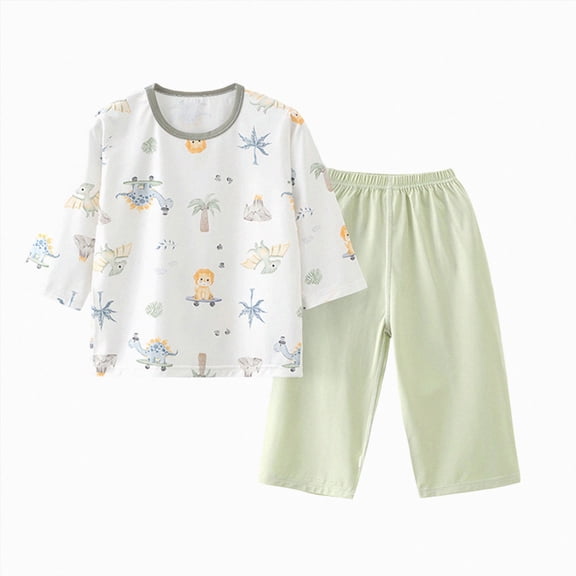 NOLDARES Little Girl Boys Pajamas Sets Cute Graphic 2 Piece Toddler Clothes Kids Pjs Sleepwear(H073-Green)
