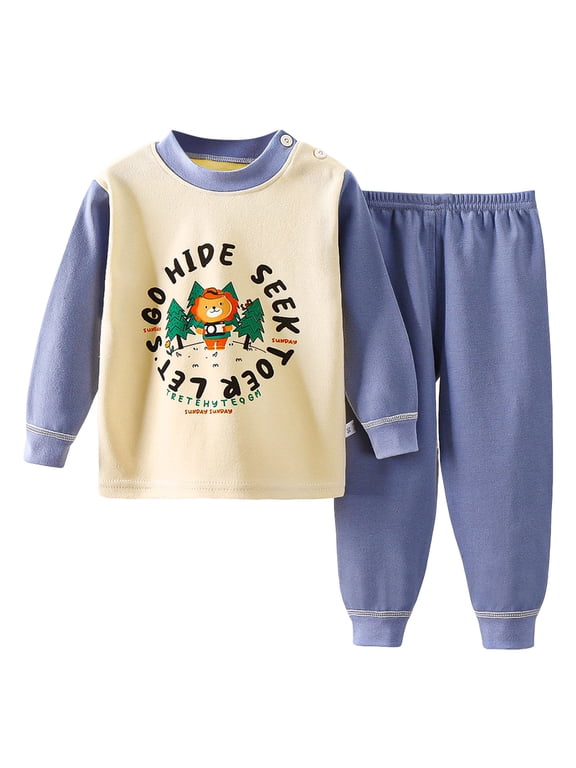 Little Girl Boys Pajamas for Toddler Clothes Set Cute Long Sleeve 2 Piece Kids Pjs Fall Winter Sleepwear,6-12 M