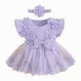 thumbnail image 1 of NOLDARES Little Girls A-Line Dress Cute Pattern Short Sleeve Casual Toddler Girl Dresses for Party 1-8 Years(Purple,3-6 Months), 1 of 4