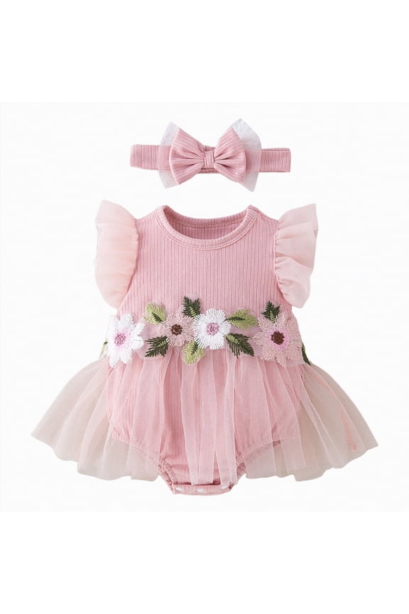 Little Girls A-Line Dress Cute Pattern Sleeveless Casual Toddler Girl Dresses for Party 1-8 Years(Pink,3-6 Months)