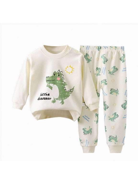 Little Toddler Boys Pajamas Truck Cotton Long Sleeve 2 Piece Sleepwear Cool Print Soft Pjs for Kids,Green,3-4 Y