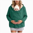 thumbnail image 1 of NOLDARES Maternity Coat Women's Kangaroo Sweatshirt for Mom and Baby Carrier Maternity Coat Fleece Jacket 3-In-1 Thicken Fleece Jacket,Zip Panels,Clothing(Q401-Green), 1 of 9