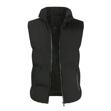 NOLDARES Men Puffer Vest Waistcoat Solid/Color Block Stand Collar Sleeveless Zipper Jacket Autumn Winter Casual Warm Outerwear(Black,XL)
