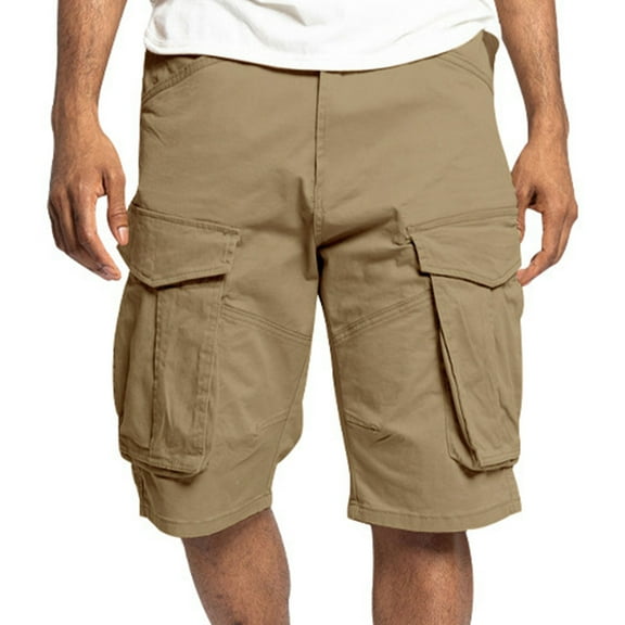 NOLDARES Men's 5 inch Inseam Shorts Pull-On Relaxed Fit Comfort Stretch Short Shorts with Pocket(Khaki,XL)