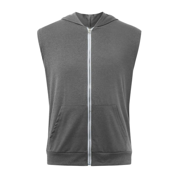 NOLDARES Men's Athletic Sleeveless Hoodie Workout Hooded Tank Top Bodybuilding Muscle Cut Off T-Shirt(GY1,3XL)