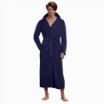 thumbnail image 1 of NOLDARES Men's Bathrobe Lightweight Kimono and Hooded Robes Breathable Bath Robe, Classic Plus Size Robe with Pockets for Shower Spa Lounge & House(H224-Navy), 1 of 5