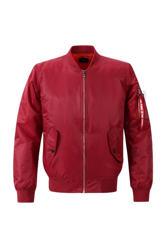 Men's Bomber Jackets Lightweight Casual Lightweight Coat Zipper Windbreaker Flight Jacket(Red,XL)