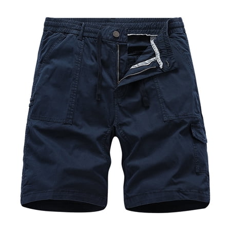 NOLDARES Men's Cargo Shorts Elastic Waist Drawstring Summer Casual Cotton Work Athletic Shorts(Blue,M)