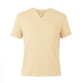 thumbnail image 1 of NOLDARES Men's Casual Henley Shirts V-Neck Longline T-Shirt Solid Color Short Sleeve Basic Tops Athletic Shirt Tees(Light Yellow,5XL), 1 of 8