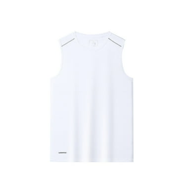 NOLDARES Men's Casual Tank Tops Knit Sleeveless Lightweight Tee Muscle Basic T Shirts(White,4XL)