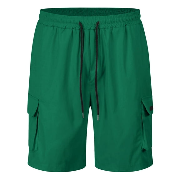NOLDARES Men's Drawstring Cargo Shorts Relaxed Fit Shorts with Pockets Work Hiking Summer Athletic Short Men(Green,3XL)