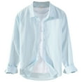 thumbnail image 1 of NOLDARES Men's Dress Shirts Long Sleeve Wrinkle-Free Stretch Shirts Solid Formal Button Up Shirt with Pocket(Sky Blue,L), 1 of 2
