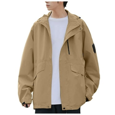 NOLDARES Men's Hiking Jacket Warm Fall and Winter Waterproof Windbreaker Hooded Raincoat Jackets(Yellow,M)