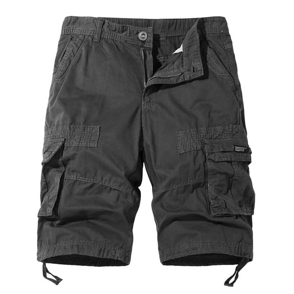 NOLDARES Men's Cargo Shorts Casual Twill Elastic Pants Shorts with Multi Pockets(Grey,3XL)