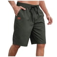 thumbnail image 1 of NOLDARES Men’s Linen Blend Shorts Striped Elastic Waist Drawstring 7 Inch Inseam Beach Shorts with Pockets(Dark Gray,L), 1 of 7