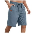 thumbnail image 1 of NOLDARES Men’s Linen Blend Shorts Striped Elastic Waist Drawstring 7 Inch Inseam Beach Shorts with Pockets(Light Gray,L), 1 of 7
