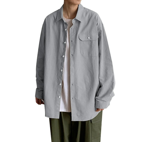 NOLDARES Men's Long Sleeve Button Up Shirt Wrinkle Free Untucked Dress Shirt Casual Denim Shirt(Z06-Blue,3XL)