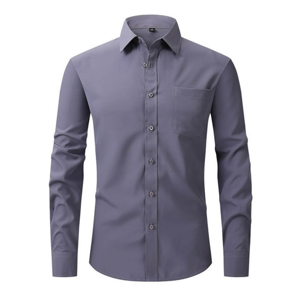 NOLDARES Men's Long Sleeve Casual Button Up Shirts Slim Fit Free Shirts for Men Regular Fit Dress Shirt(Grey,3XL)