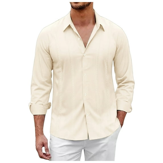 NOLDARES Men's Oxford Dress Shirts Long Sleeve Button Up Shirt Business Casual Shirt(Z04-Beige,XXL)