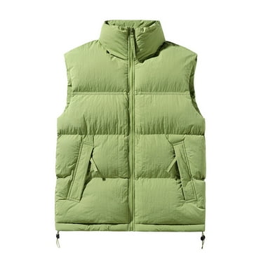 NOLDARES Men's Padded Puffer Vest Winter Casual Work Sports Travel Outdoor Puffer Pockets(Green,S)