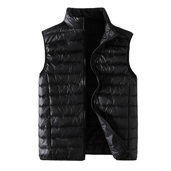 NOLDARES Men's Puffer Vest Casual Stand Collar Quilted Waistcoat Outdoor Padded Ski Vest(Black,4XL)