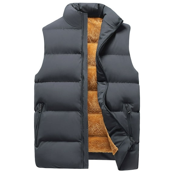 NOLDARES Men's Puffer Vest Outdoor Casual Stand Collar Outwear Padded Vest Coats(Dark Gray,M)