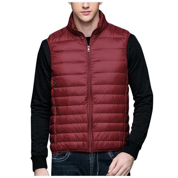 NOLDARES Men's Puffer Vest Outdoor Zipper Fleece Vest Warm Sleeveless Men Winter Jackets Water-Resistant(,L)