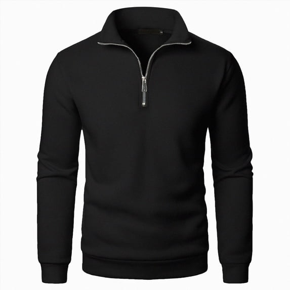 NOLDARES Men's Quarter Zip Pullover Long Sleeve Golf Sweatshirts 1/4 Zip Sweaters Winter Fleece Lined Thermal Shirt,Black,XL