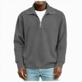 thumbnail image 1 of NOLDARES Men's Quarter Zip Pullover Long Sleeve Sweatshirt 1/4 Zip Golf Shirt Winter Fleece Lined Thermal Pullover,Grey,3XL, 1 of 4
