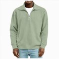 thumbnail image 1 of NOLDARES Men's Quarter Zip Pullover Long Sleeve Sweatshirt 1/4 Zip Golf Shirt Winter Fleece Lined Thermal Pullover,Light Green,5XL, 1 of 4